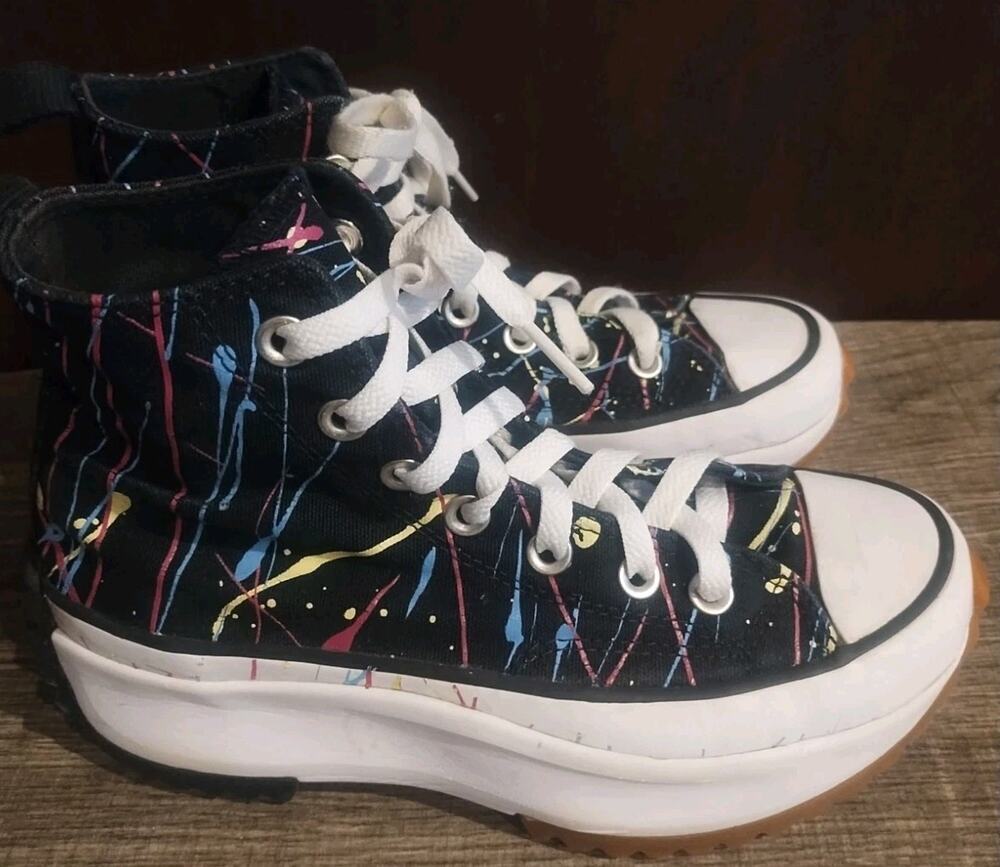 Converse Run Star Hike Hi 'Splatter Paint' Platform Womens 6 High Top 571872C